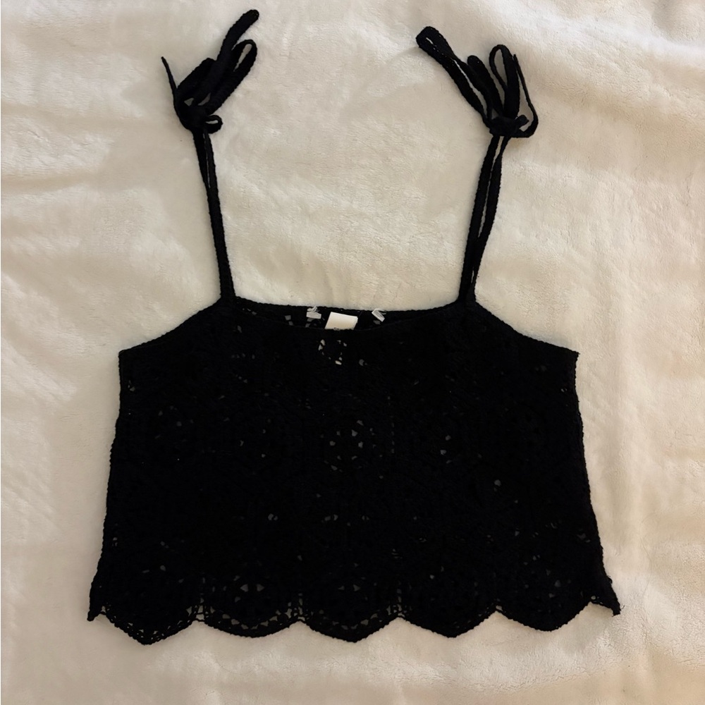 Black crochet cropped top